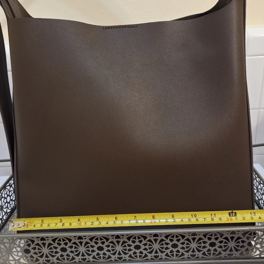 MANGO Minimalist Brown Faux Leather Shoulder Bag - Picture 6 of 6
